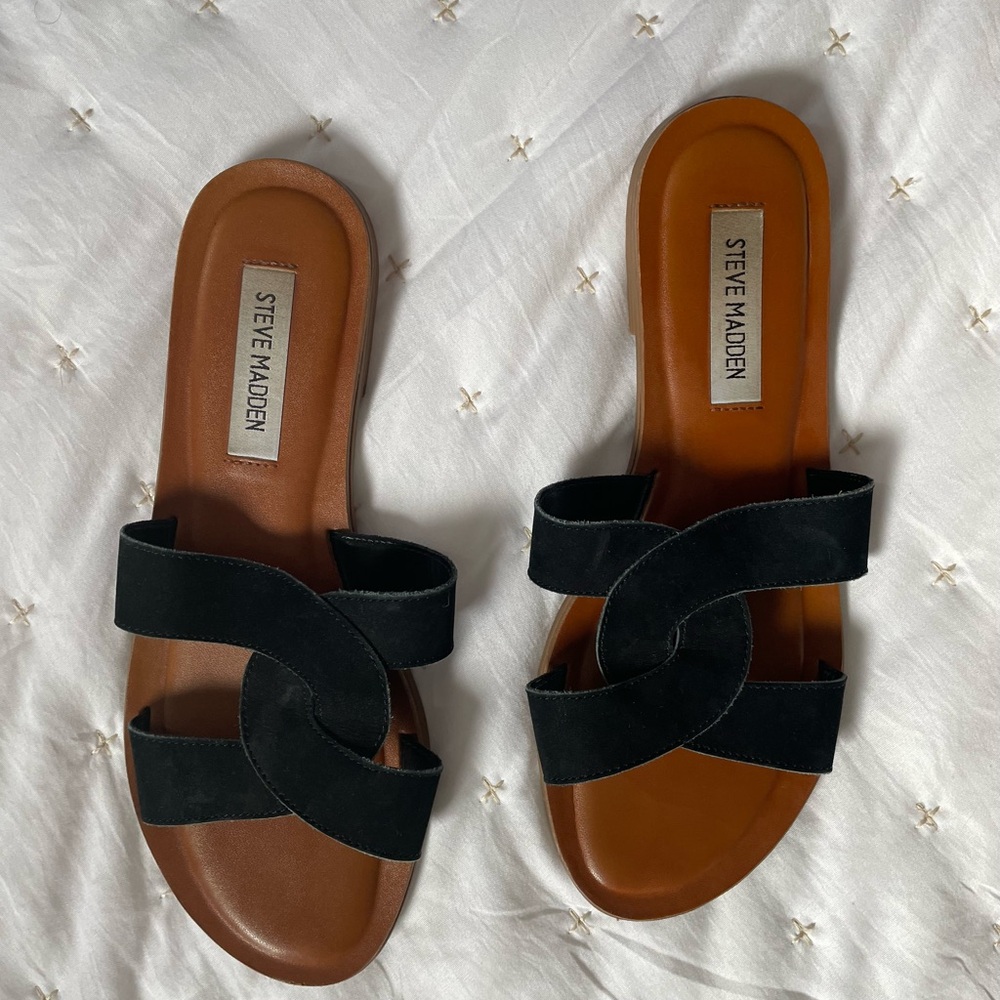 Steve Madden Black Slide Sandals for Women